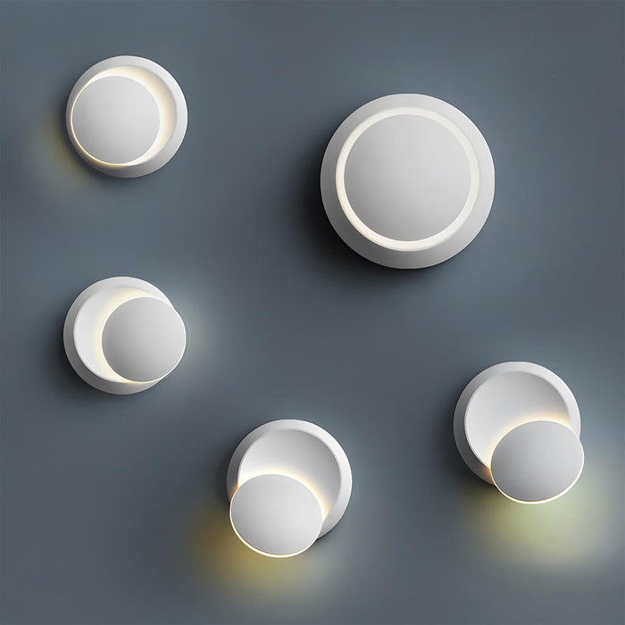 Modern Adjustable Moon Eclipse Creative LED Wall Sconce - Rotatable Disc Design, Dimmable Light, Iron Fixture