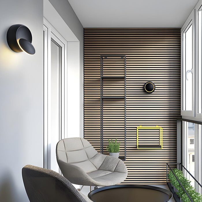 Modern Adjustable Moon Eclipse Creative LED Wall Sconce - Rotatable Disc Design, Dimmable Light, Iron Fixture