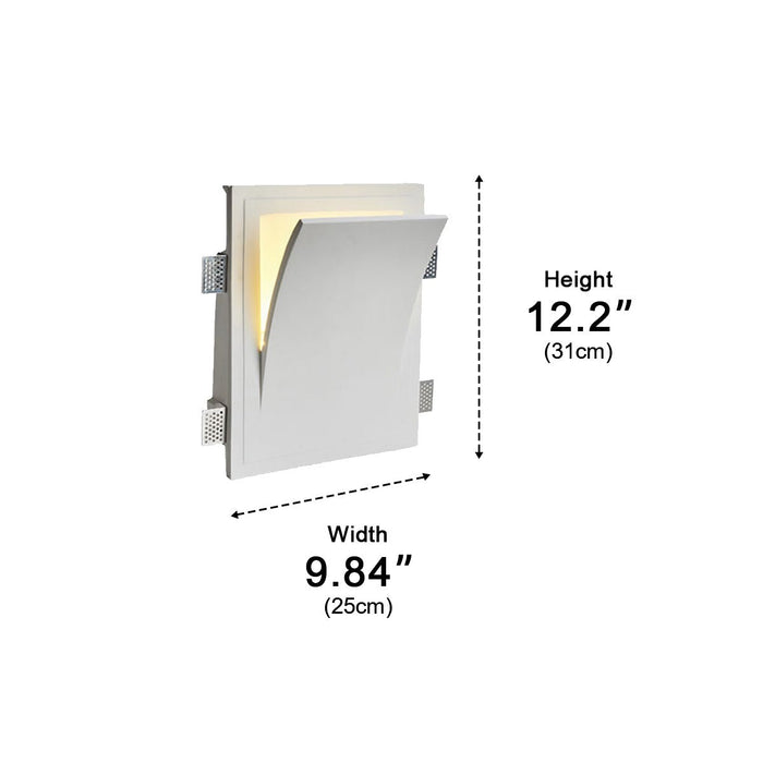 Recessed LED Indoor Wall Sconce, Modern Art Decor Lighting, Dimmable, Hardwired for Bedroom/Living Room