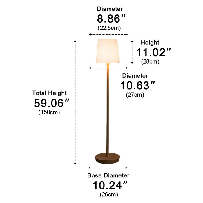 Beech Wood LED Floor Lamp, Fabric Drum Shade, Adjustable Brightness for Living Room/Bedroom/Office