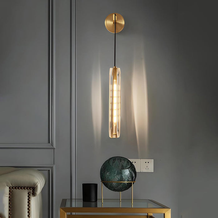 Crystal Modern Wall Sconce, Bedroom Accent Lighting, Brass LED 3000K