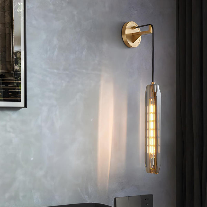 Crystal Modern Wall Sconce, Bedroom Accent Lighting, Brass LED 3000K