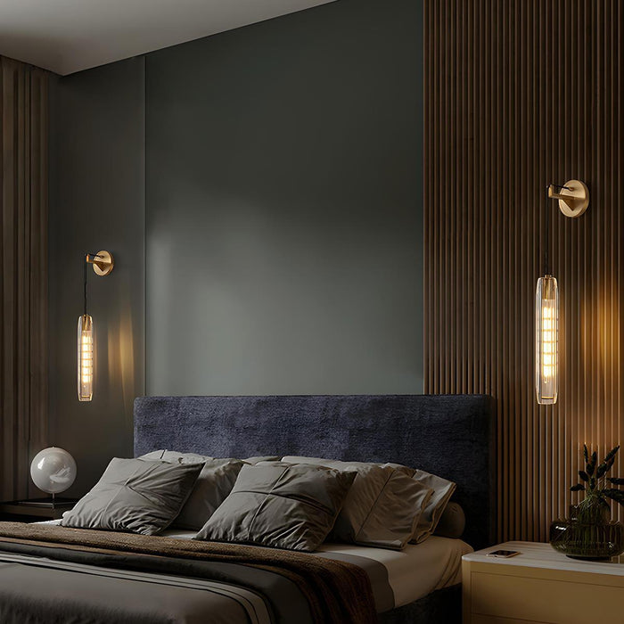 Crystal Modern Wall Sconce, Bedroom Accent Lighting, Brass LED 3000K