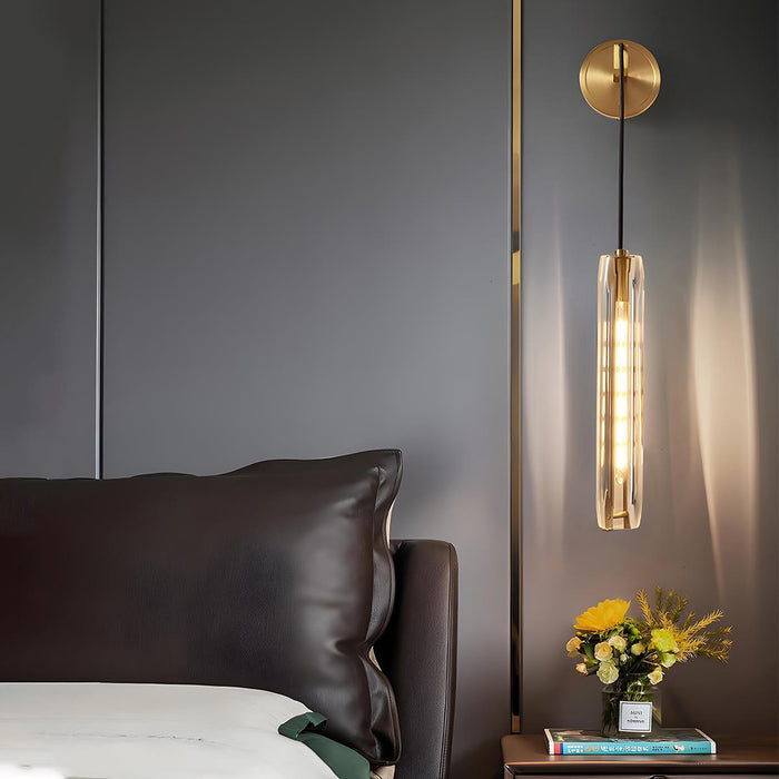 Crystal Modern Wall Sconce, Bedroom Accent Lighting, Brass LED 3000K