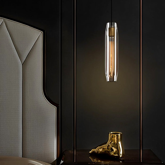 Luxury K9 Crystal Pendant Light, Modern Brass LED Chandelier for Dining Room/Kitchen/Bedroom, Adjustable Hanging Lamp