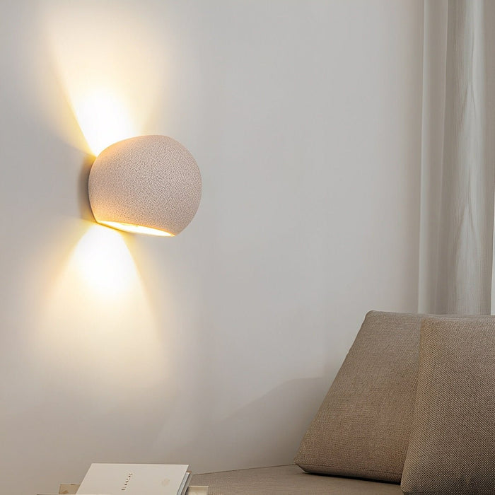 Architectural Cement Dome Up Down LED Wall Sconce, 3 Color Modes, Indoor/Bedroom/Living Room
