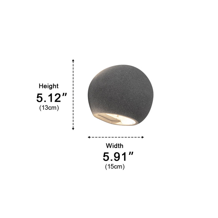 Architectural Cement Dome Up Down LED Wall Sconce, 3 Color Modes, Indoor/Bedroom/Living Room