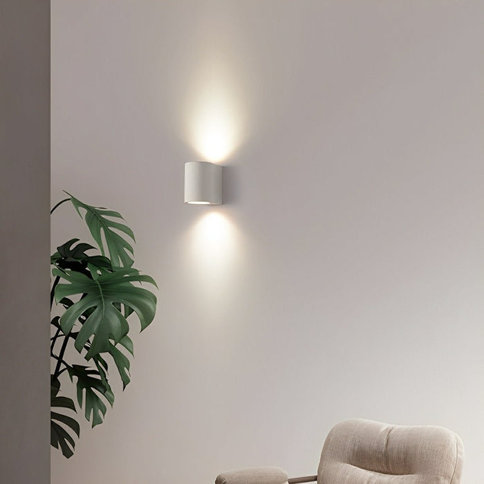 Modern Cement Oval LED Wall Sconce, Up/Down Lighting, 3-Color Temp for Indoor/Bedroom/Living Room