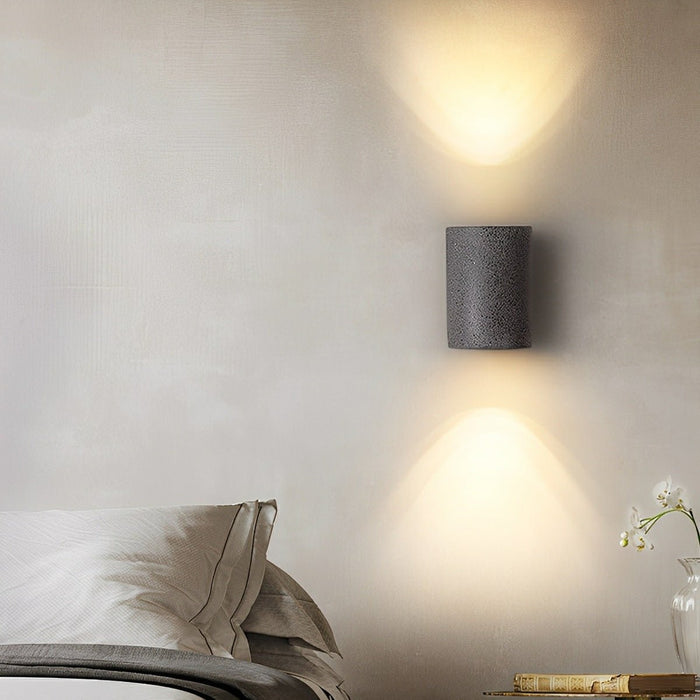 Modern Cement Oval LED Wall Sconce, Up/Down Lighting, 3-Color Temp for Indoor/Bedroom/Living Room