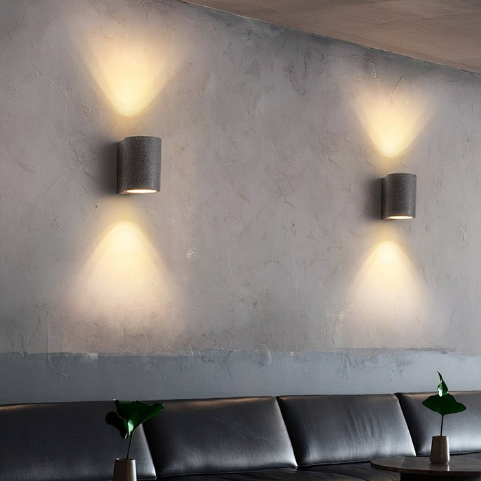 Modern Cement Oval LED Wall Sconce, Up/Down Lighting, 3-Color Temp for Indoor/Bedroom/Living Room
