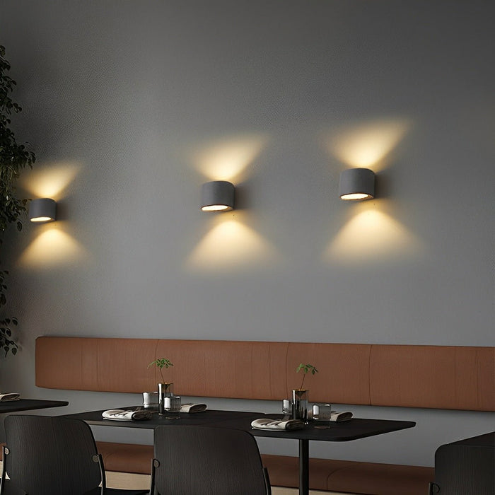Modern Cement Oval LED Wall Sconce, Up/Down Lighting, 3-Color Temp for Indoor/Bedroom/Living Room