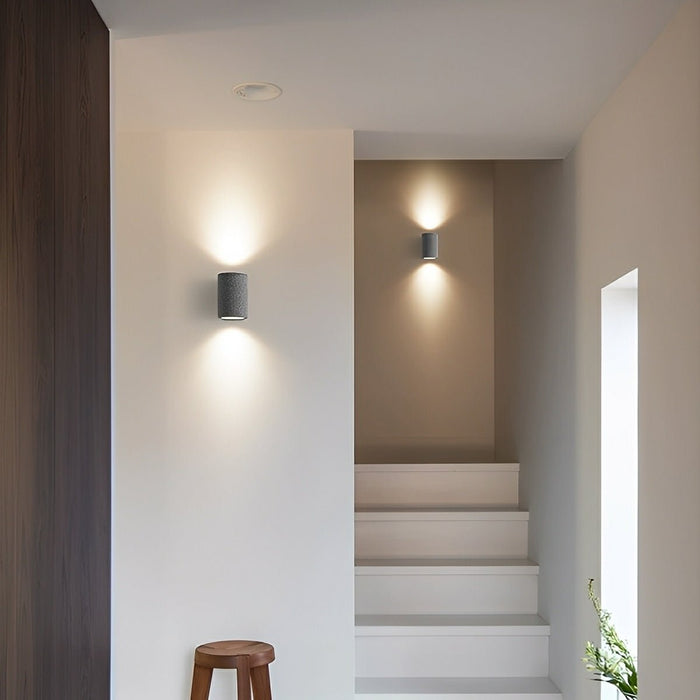 Modern Cement Oval LED Wall Sconce, Up/Down Lighting, 3-Color Temp for Indoor/Bedroom/Living Room