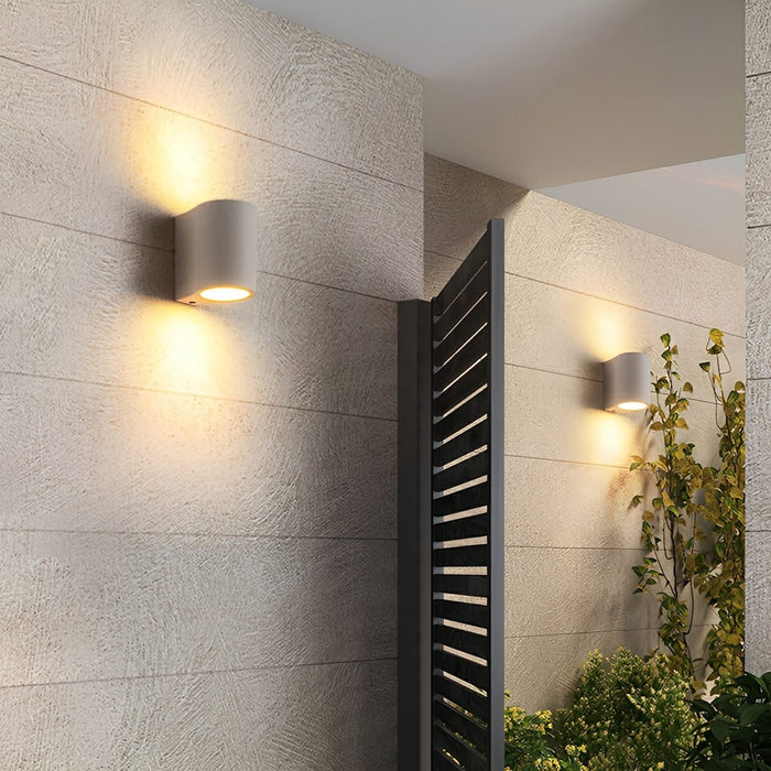 Modern Cement Oval LED Wall Sconce, Up/Down Lighting, 3-Color Temp for Indoor/Bedroom/Living Room