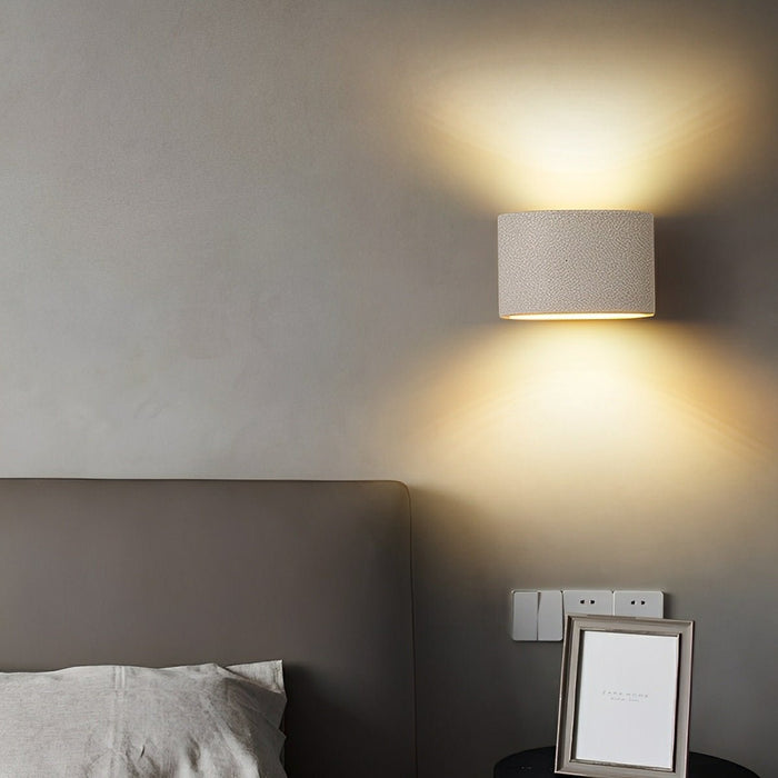 Modern Cement Oval LED Wall Sconce, Up/Down Lighting, 3-Color Temp for Indoor/Bedroom/Living Room
