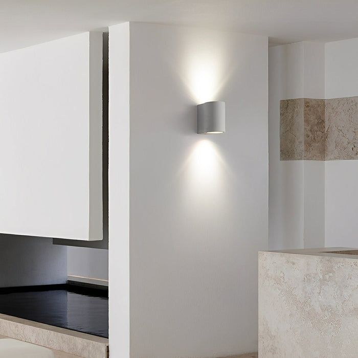 Modern Cement Oval LED Wall Sconce, Up/Down Lighting, 3-Color Temp for Indoor/Bedroom/Living Room