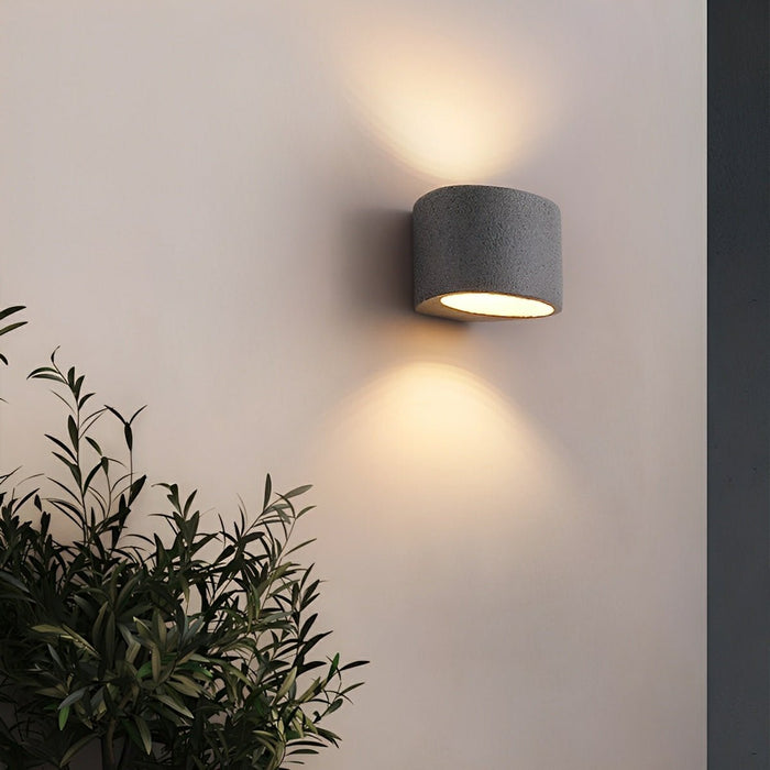 Modern Cement Oval LED Wall Sconce, Up/Down Lighting, 3-Color Temp for Indoor/Bedroom/Living Room