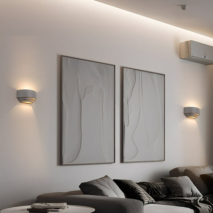 Tiered Concrete LED Wall Sconce, 3-Color Up Down Light, Modern Accent for Indoor/Outdoor