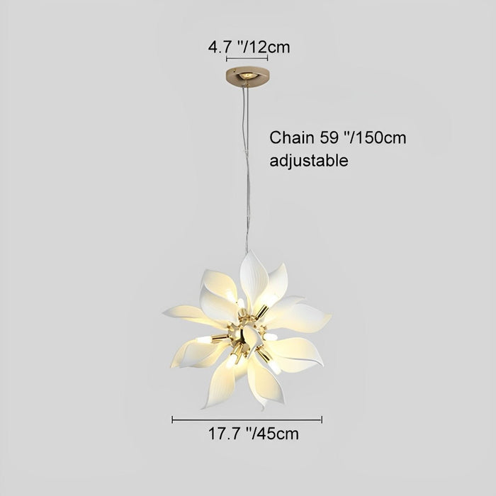 Modern Ceramic Flower Chandelier, Art Petal Pendant Light for Living Room/Dining Room, Adjustable Height, 3 Color Modes
