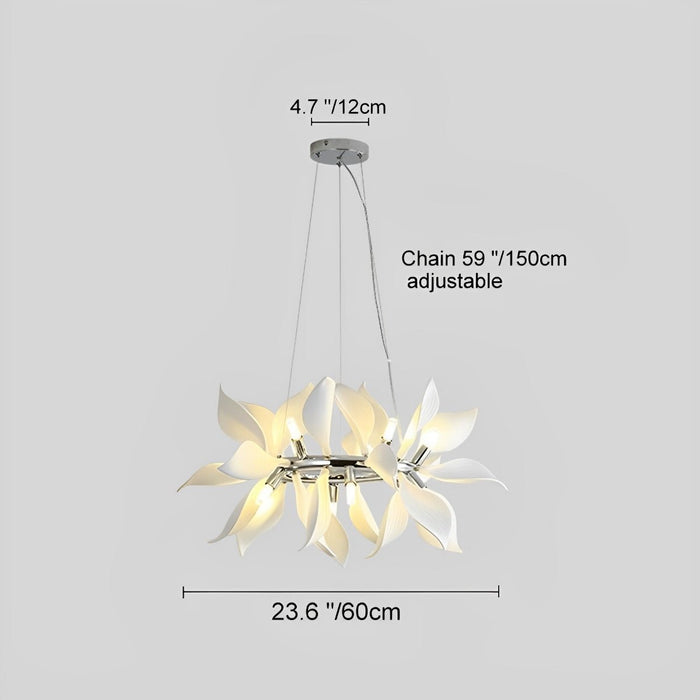 Modern Ceramic Flower Chandelier, Art Petal Pendant Light for Living Room/Dining Room, Adjustable Height, 3 Color Modes