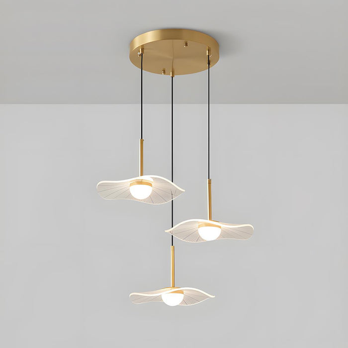 Copper Lotus Leaf LED Pendant Light, Modern Minimalist, Dining Room/Bedroom/Bar