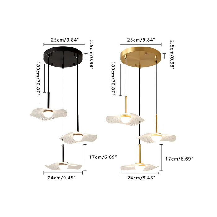 Copper Lotus Leaf LED Pendant Light, Modern Minimalist, Dining Room/Bedroom/Bar