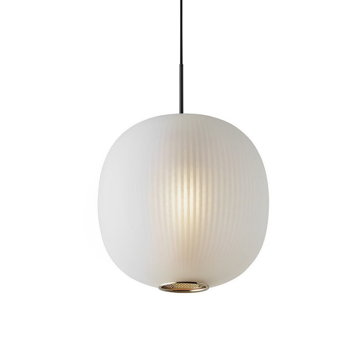 Modern Cream Glass Lantern LED Pendant Light, Indoor Dining Room/Living Room Decor, Adjustable Hanging