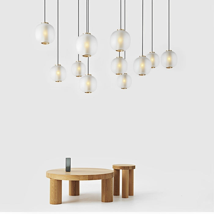 Modern Cream Glass Lantern LED Pendant Light, Indoor Dining Room/Living Room Decor, Adjustable Hanging