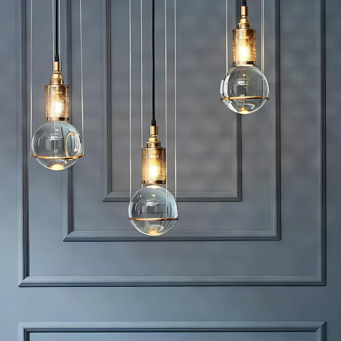 Crystal Globe Pendant Light, Modern LED Ceiling Fixture for Dining Room/Living Room, Adjustable Hanging Lamp