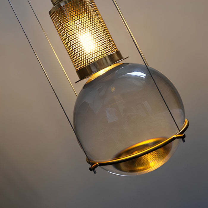 Crystal Globe Pendant Light, Modern LED Ceiling Fixture for Dining Room/Living Room, Adjustable Hanging Lamp