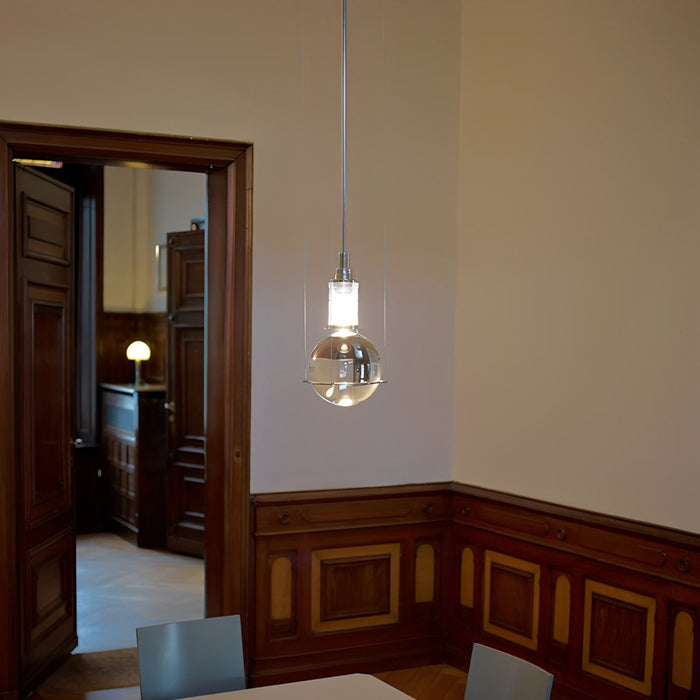 Crystal Globe Pendant Light, Modern LED Ceiling Fixture for Dining Room/Living Room, Adjustable Hanging Lamp