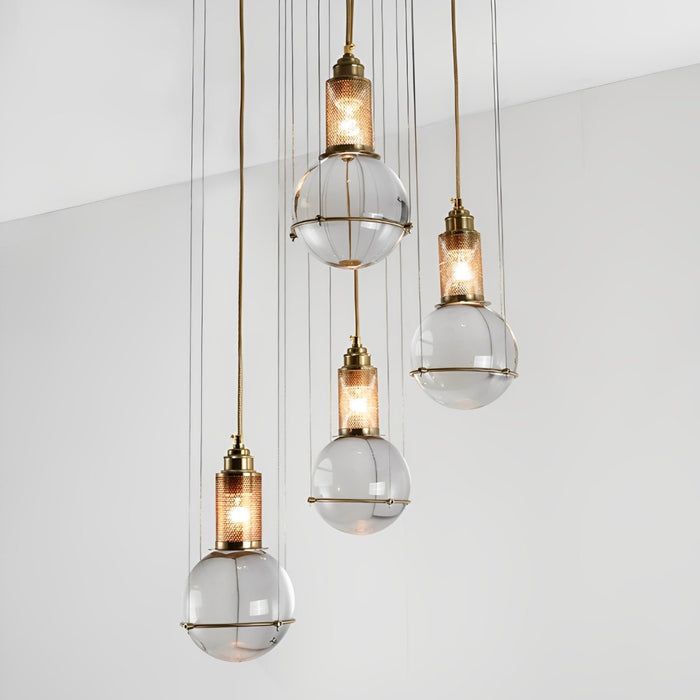 Crystal Globe Pendant Light, Modern LED Ceiling Fixture for Dining Room/Living Room, Adjustable Hanging Lamp