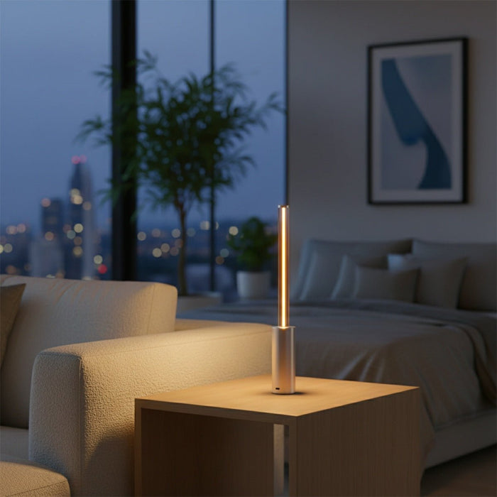 Dimmable LED Table Lamp, Portable Ambient Light, Modern Cylinder, USB-C Rechargeable, Bedside/Dining