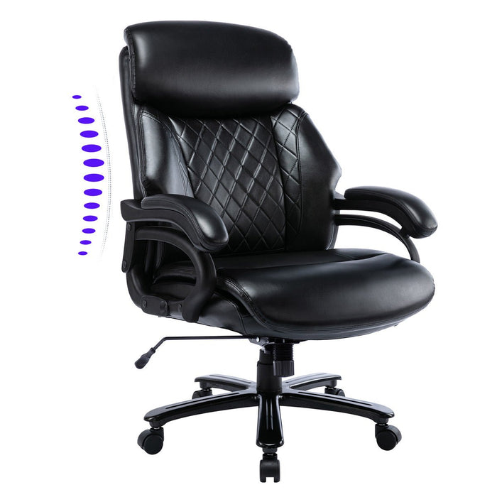 Heavy Duty Office Chair, 400lbs Support, Big Tall Ergonomic Leather Computer Desk Chair, High Back, Wide Seat for Home/Office