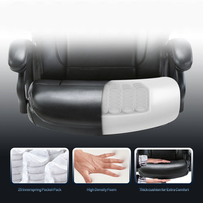 Heavy Duty Office Chair, 400lbs Support, Big Tall Ergonomic Leather Computer Desk Chair, High Back, Wide Seat for Home/Office
