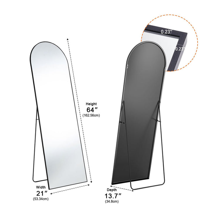 Full Length Mirror, Aluminum Alloy Frame, Explosion-Proof Glass, Standing/Wall Mount for Bedroom/Living Room