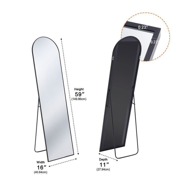 Full Length Mirror, Aluminum Alloy Frame, Explosion-Proof Glass, Standing/Wall Mount for Bedroom/Living Room