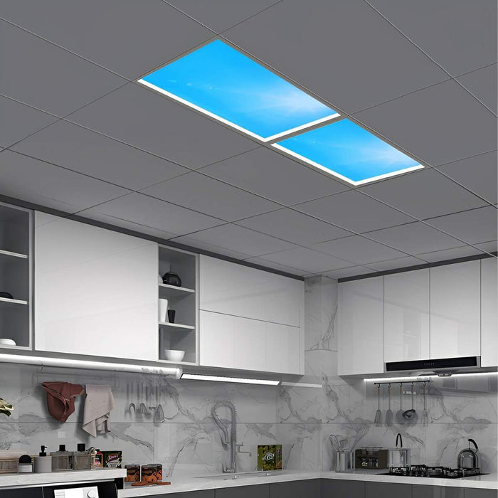 Modern LED Ceiling Light, Dimmable Sky Effect, Flush Mount, Low Profile for Living Room/Bedroom/Kitchen