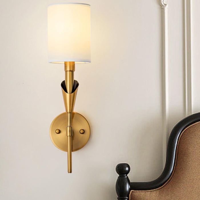Modern Indoor Wall Sconce, White Fabric Shade, LED G9, Dimmable Wall Lamp for Bedroom/Living Room/Hallway