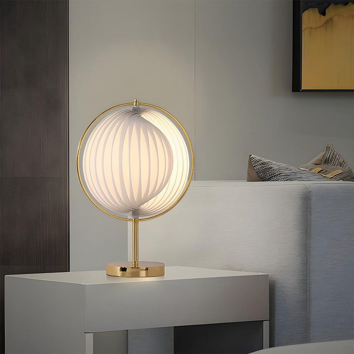 Mid Century Modern Pleated Globe LED Floor Lamp, Warm White, Iron/Acrylic, Living Room/Bedroom
