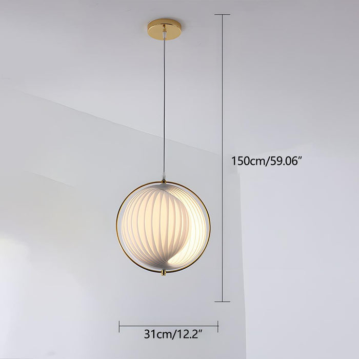 Pleated Blinds Globe LED Pendant Light - Modern Design, Ambient Illumination for Dining Room, Living Room, Bedroom