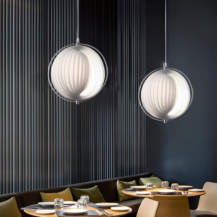 Pleated Blinds Globe LED Pendant Light - Modern Design, Ambient Illumination for Dining Room, Living Room, Bedroom