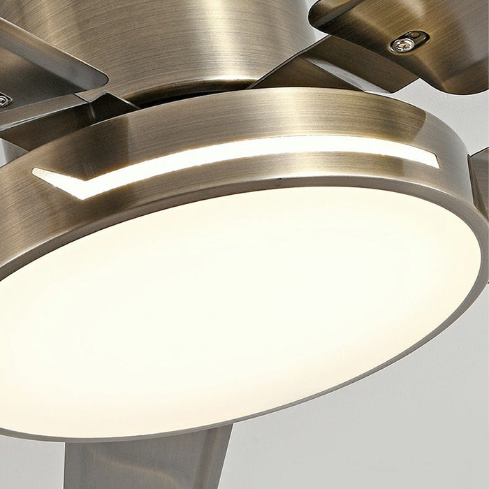 Modern Iron Five-leaf 6-speed Reverse DC Motor Fan Dimming Ceiling Fan Light - Integrated LED Lighting, Remote/Wall Control