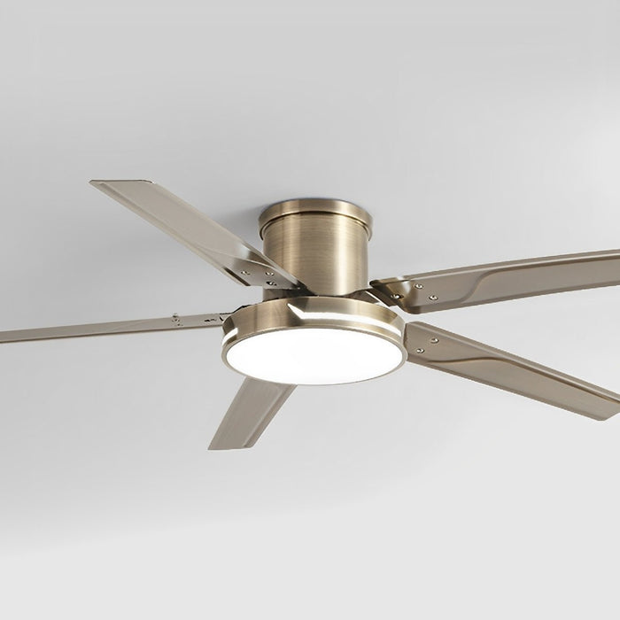 Modern Iron Five-leaf 6-speed Reverse DC Motor Fan Dimming Ceiling Fan Light - Integrated LED Lighting, Remote/Wall Control