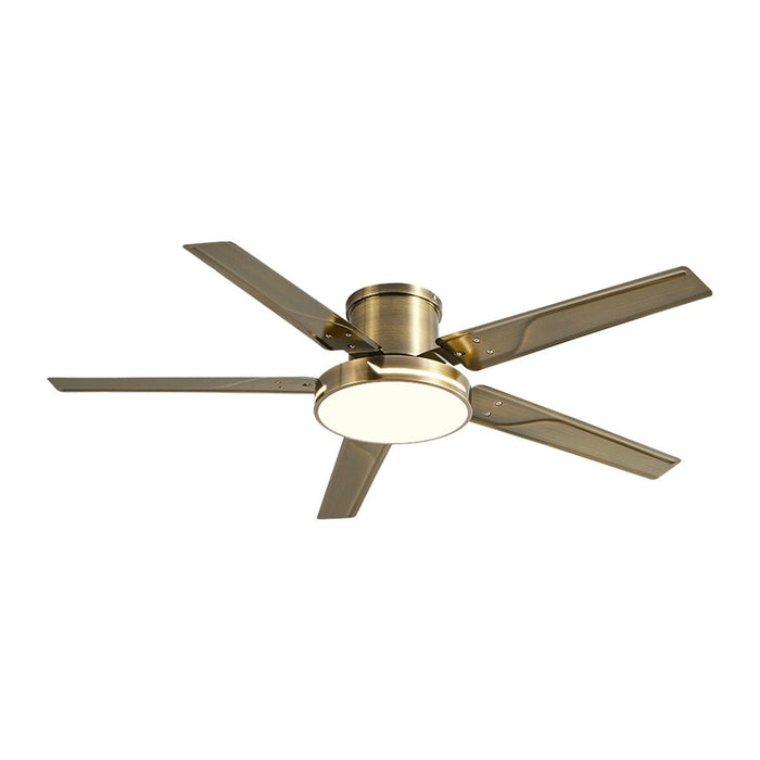 Modern Iron Five-leaf 6-speed Reverse DC Motor Fan Dimming Ceiling Fan Light - Integrated LED Lighting, Remote/Wall Control