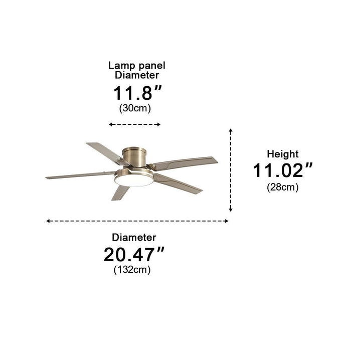 Modern Iron Five-leaf 6-speed Reverse DC Motor Fan Dimming Ceiling Fan Light - Integrated LED Lighting, Remote/Wall Control