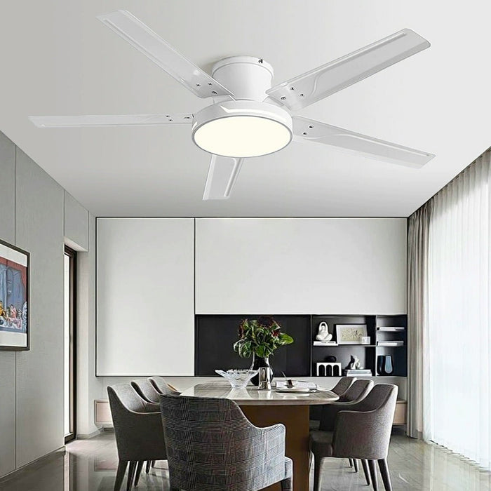 Modern Iron Five-leaf 6-speed Reverse DC Motor Fan Dimming Ceiling Fan Light - Integrated LED Lighting, Remote/Wall Control