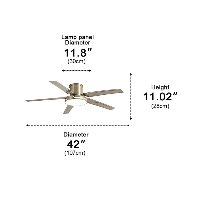 Modern Iron Five-leaf 6-speed Reverse DC Motor Fan Dimming Ceiling Fan Light - Integrated LED Lighting, Remote/Wall Control