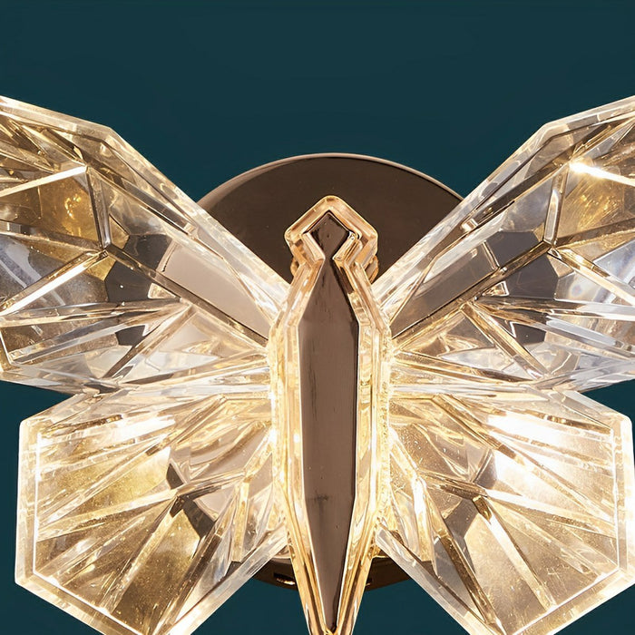 Crystal Butterfly LED Wall Sconce, 3 Color Modes, Stepless Dimming for Bedroom/Living Room