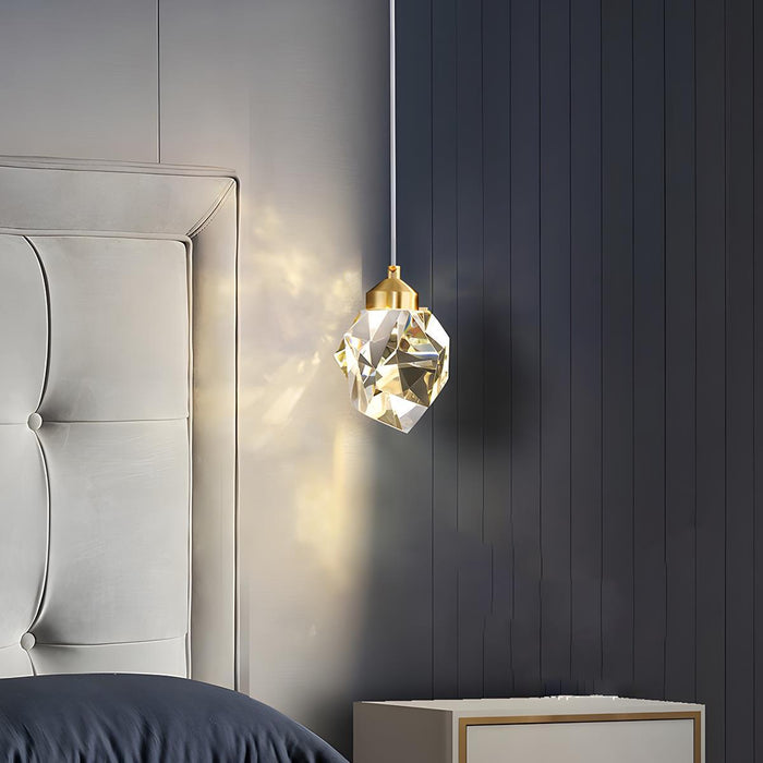 Modern Luxury Brass Crystal Pendant Light - Contemporary Ceiling Fixture / Elegant Dining Room Lighting