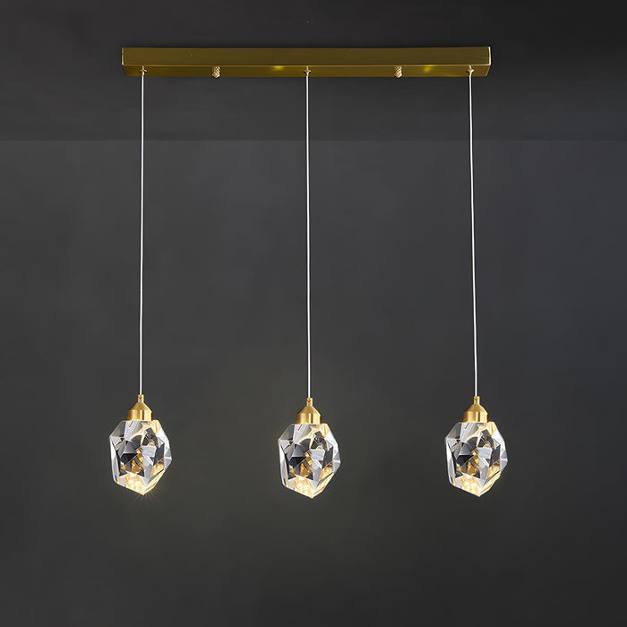 Modern Luxury Brass Crystal Pendant Light - Contemporary Ceiling Fixture / Elegant Dining Room Lighting